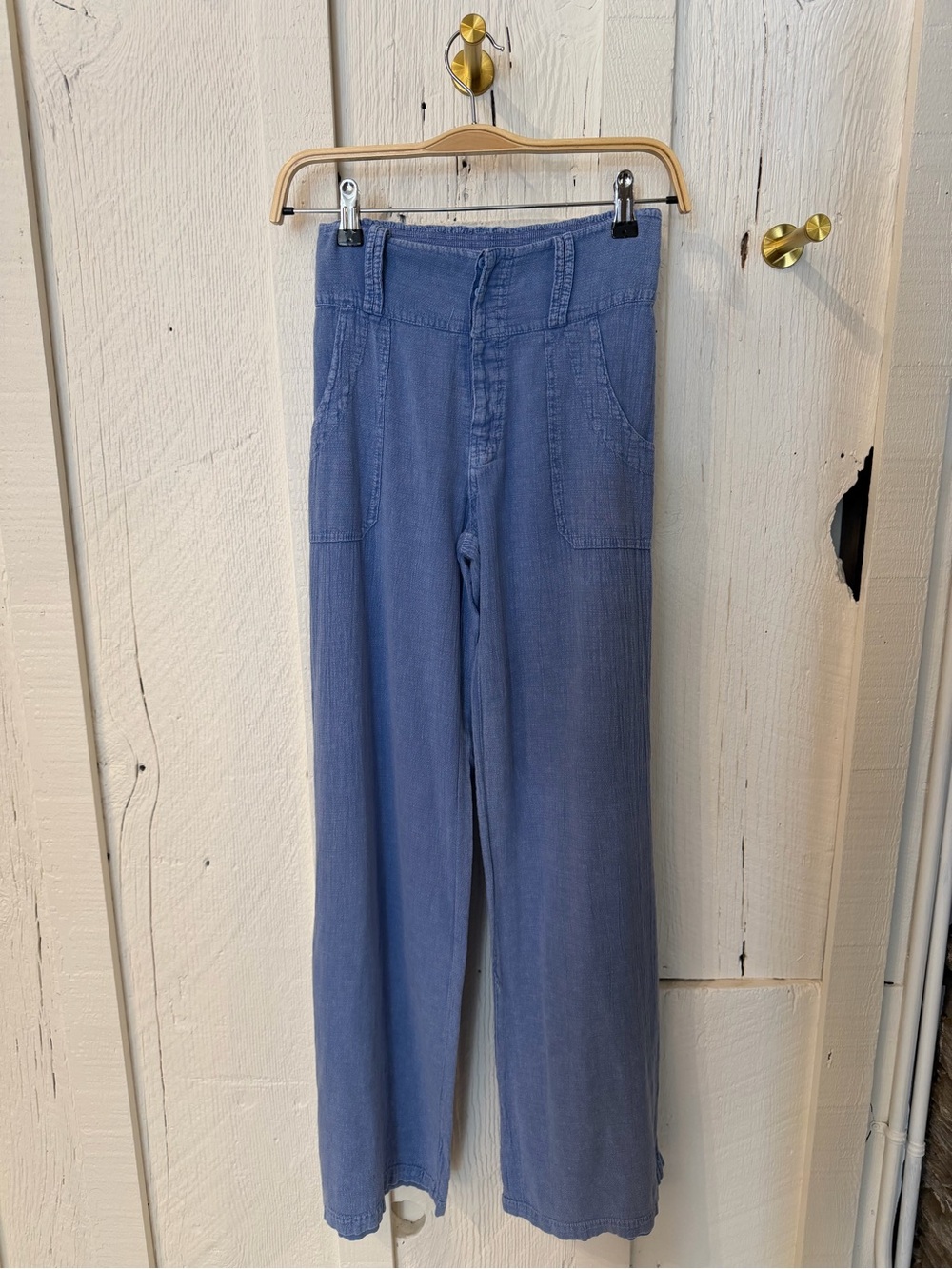 High-Rise Wide Leg Women's Pants in Dusty Blue